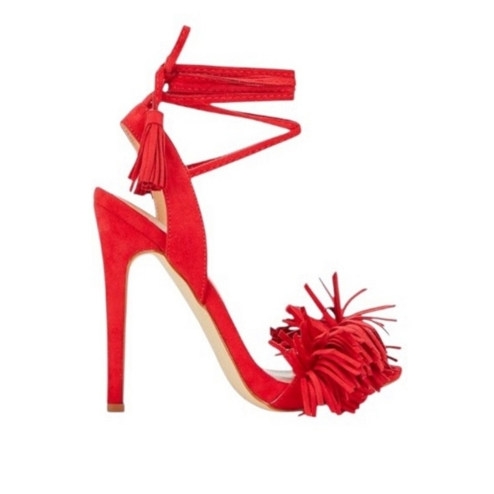 JustFab Red Fringe Heels